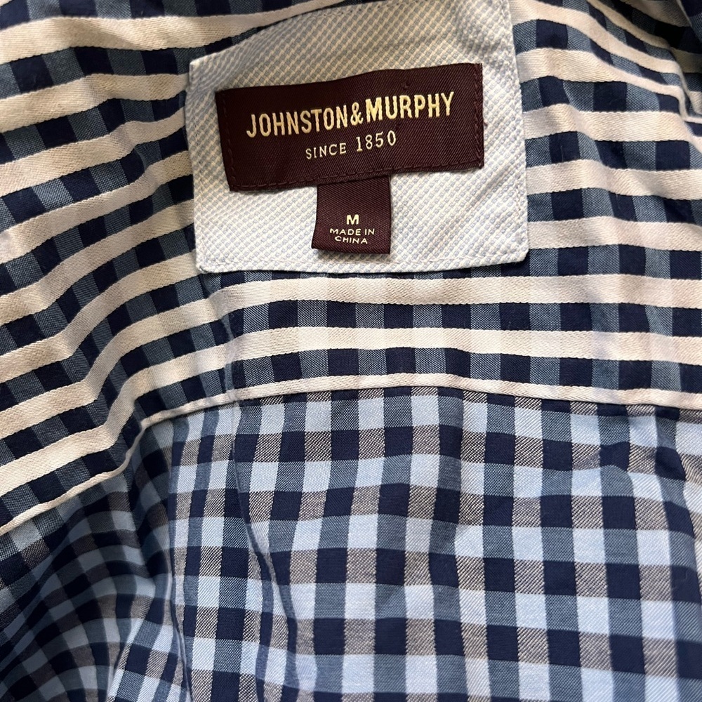 Johnston & Murphy Men's Blue Checkered Shirt - Picture 4 of 6